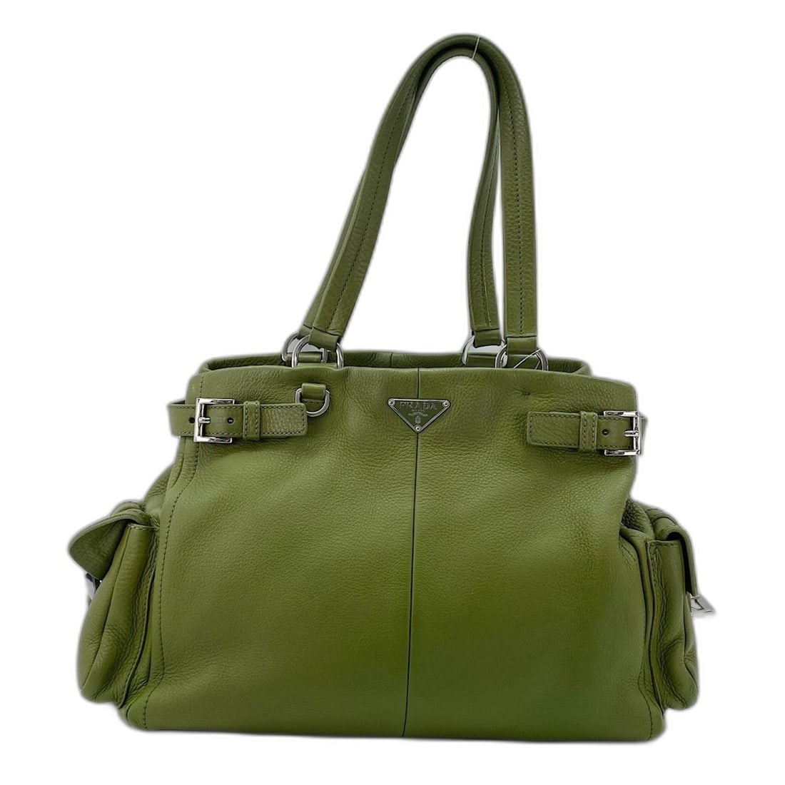 PRADA Vitello Daino Handbag, Green: --- Catalog ---Category: SizeHandle Drop: 19.00cm / 7.48''Size (HxWxD): 24cm x 34cm x 14cm / 9.44'' x 13.38'' x 5.51''Category: DesignType: HandbagColor: GreenGender: WomenCategory: GeneralBrand: Prad