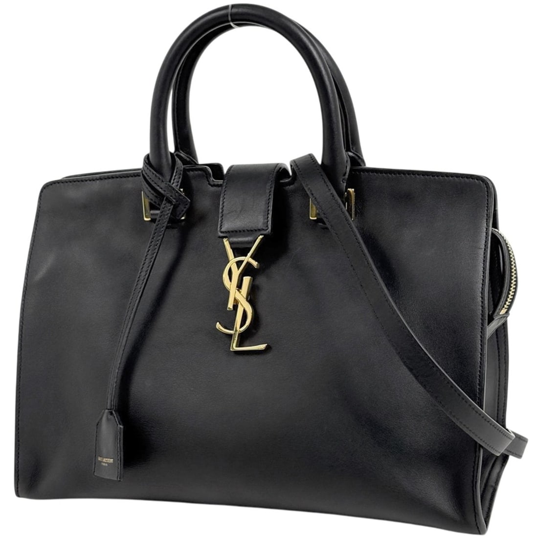 Yves Saint Laurent Cabas Small 2-Way Leather Handbag, Black, 394461, Women's (1 of 17)