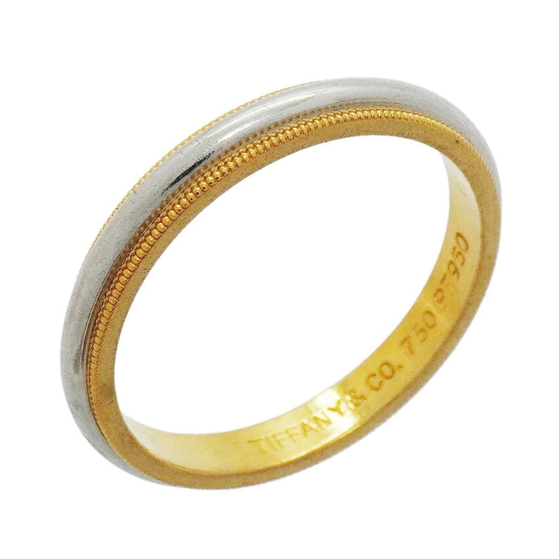 Tiffany & Co. Milgrain Ring, 18K Yellow Gold (KYG), Platinum (Pt950), Size 27, Men's, P3464058: --- Catalog ---Category: SizeJP Size: 27US Size: 13Category: DesignType: Band ringGender: MenMaterial: Platinum 950, Yellow gold (18K)Category: GeneralBrand: Tiffany--- Item List ---Section: Condition