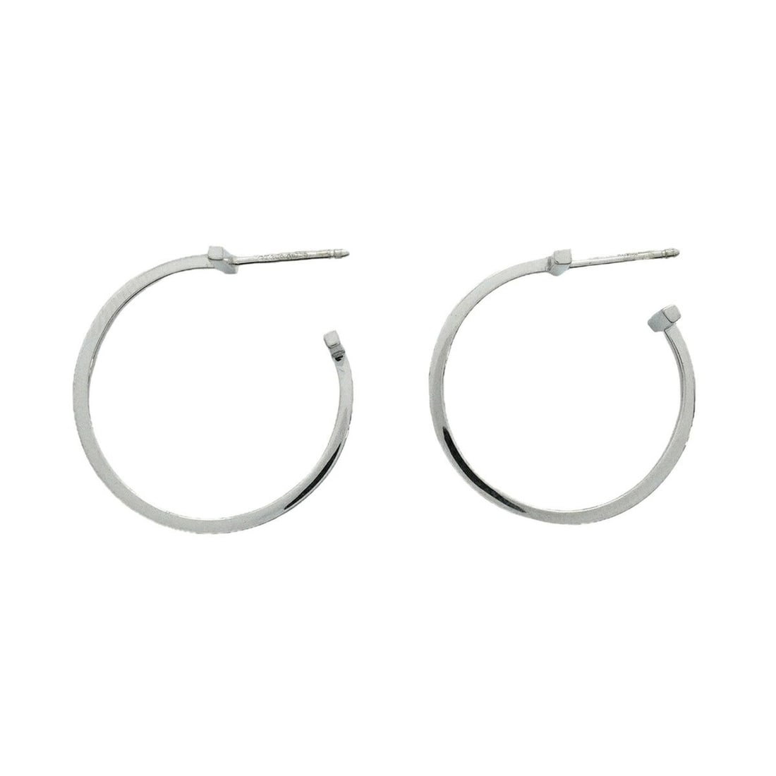 Tiffany & Co. T-Wire Earrings, Medium, 18K White Gold, Women's, OP021756 (1 of 18)