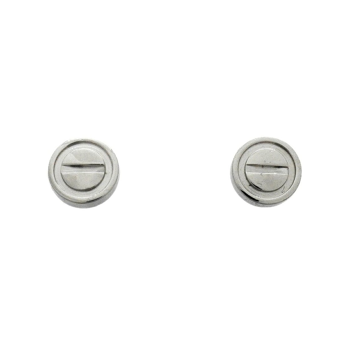 Cartier Love Earrings, 18K White Gold, Ladies' OP020394: --- Catalog ---Category: SizeSize (HxWxD): 7.20mm x 7.20mm / 0.28'' x 0.28''Category: DesignType: Stud earringsGender: WomenMaterial: White gold (18K)Category: GeneralBrand: Cartier--- Item List ---Se