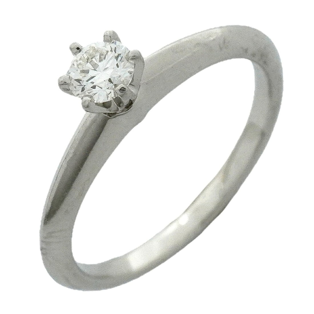 Tiffany & Co. Solitaire Ring, 1PD (One Diamond), Pt950 Platinum, 0.19ct Diamond, Size 8.5, Women's,: --- Catalog ---Category: SizeJP Size: 8.5US Size: 4.5Category: DesignType: Band ringStone: DiamondGender: WomenMaterial: Platinum 950Category: GeneralBrand: Tiffany--- Item List ---Section: ConditionR