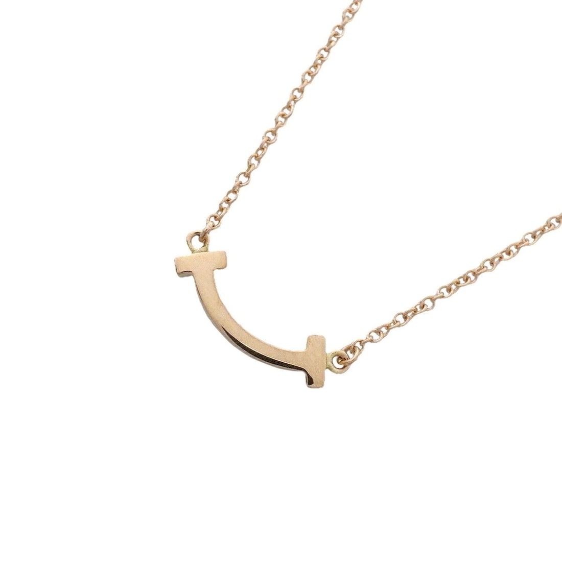 Tiffany & Co. T Smile Mini Necklace, 18KPG Pink Gold, Women's, OP014077: --- Catalog ---Category: SizePendant Size: 4.8mm x 13.3mm / 0.18'' x 0.52''Neck Circumference: 40.5 cm - 45.5 cm / 15.94'' - 17.91''Category: DesignGender: WomenMaterial: Pink gold (18K)Necklace Type: