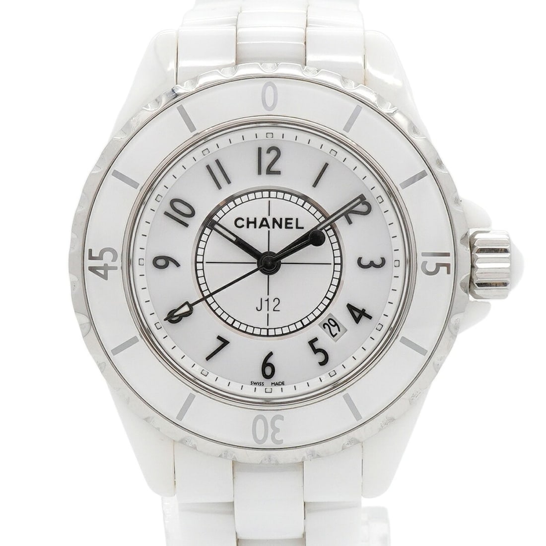 Chanel J12 H0968 White Dial Women's Watch: --- Catalog ---Category: SizeWrist Size: 15cm / 5.9''Case Diameter: 33.9mm / 1.33''Category: DesignType: WristwatchGender: WomenColor (Dial): WhiteMaterial (Band): CeramicCategory: GeneralMPN: H0968Br