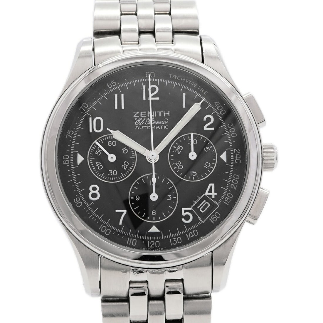 Zenith Class El Primero 02.0500.400 Black Dial Men's Watch: --- Catalog ---Category: SizeWrist Size: 19.5cm / 7.67''Case Diameter: 38.5mm / 1.52''Category: DesignType: WristwatchGender: MenColor (Dial): BlackMaterial (Band): Stainless steelCategory: GeneralMPN