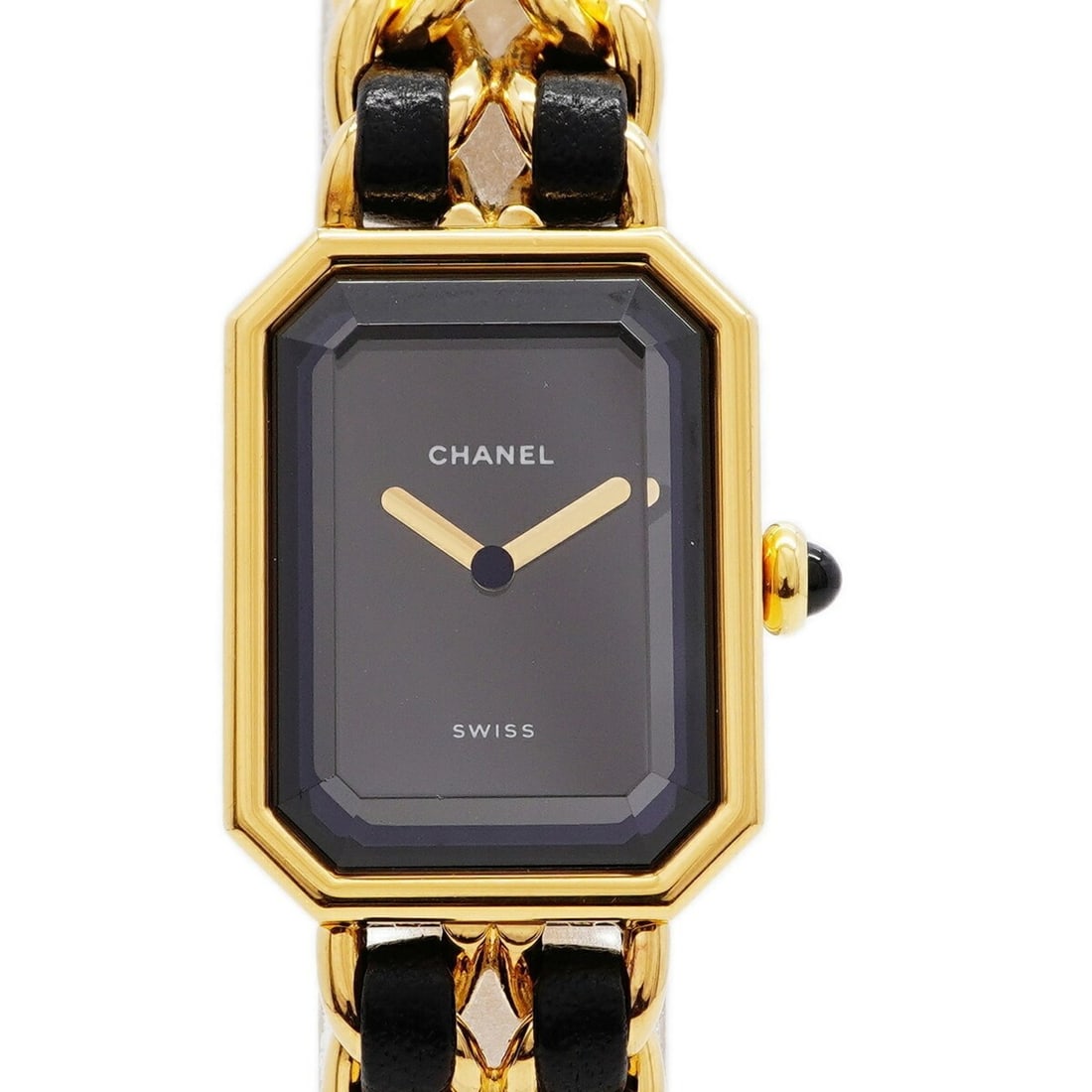 Chanel Première L H0001 Black Dial Women's Watch: --- Catalog ---Category: SizeWrist Size: 16cm / 6.29''Case Diameter: 20.3mm / 0.8''Category: DesignType: WristwatchGender: WomenColor (Dial): BlackMaterial (Band): Gold plated, LeatherCategory: Genera