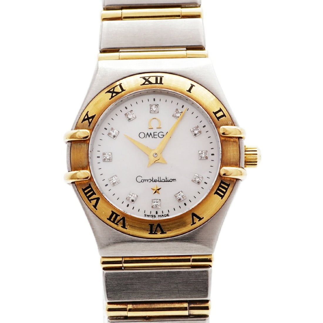 Omega Constellation 12P Diamond 1262.75 White Dial Women's Watch: --- Catalog ---Category: SizeWrist Size: 17cm / 6.69''Case Diameter: 22.3mm / 0.88''Category: DesignType: WristwatchGender: WomenColor (Dial): WhiteMaterial (Band): Stainless steel, Yellow goldCategor