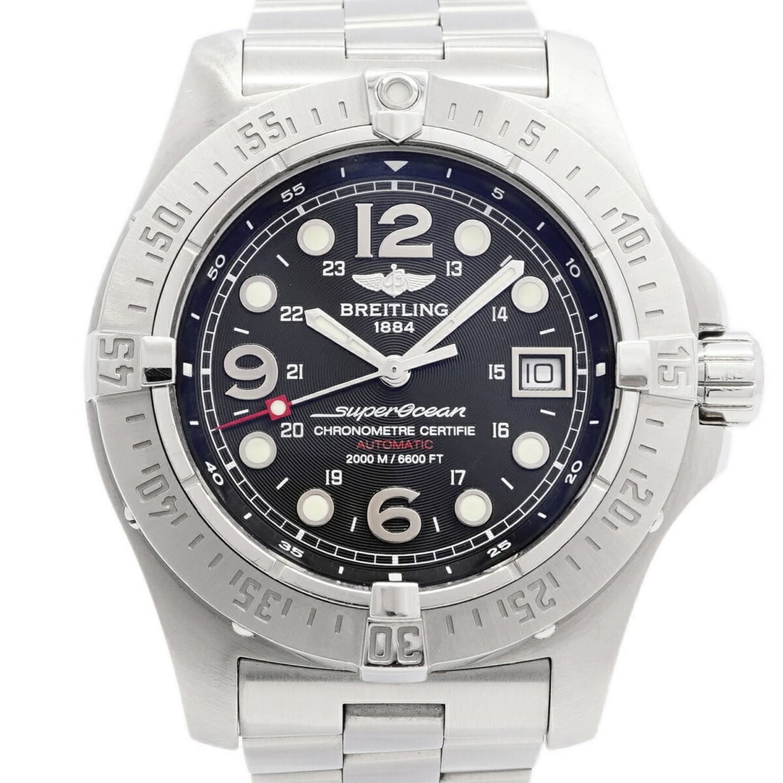 Breitling Superocean Steelfish A17390 Black Dial Men's Watch: --- Catalog ---Category: SizeWrist Size: 15cm / 5.9''Case Diameter: 43.6mm / 1.72''Category: DesignType: WristwatchGender: MenColor (Dial): BlackMaterial (Band): Stainless steelCategory: GeneralMPN: A