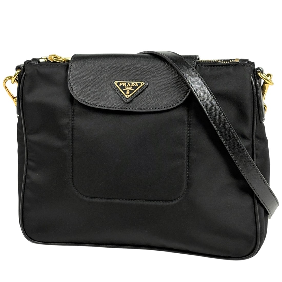 Prada PRADA Shoulder Bag Logo Plate Nylon Nero (Black) BT0933 Women's: --- Catalog ---Category: SizeSize (HxWxD): 20cm x 24cm x 4.5cm / 7.87'' x 9.44'' x 1.77''Category: DesignType: Shoulder bagColor: BlackGender: WomenMaterial: Nylon , Leather Category: GeneralBrand: Pr