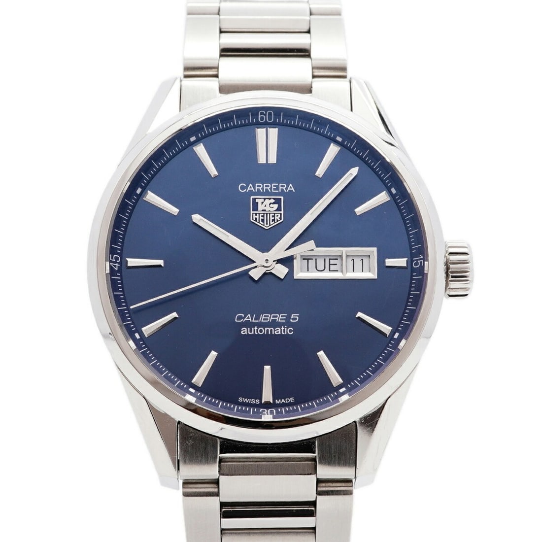 TAG Heuer Carrera Calibre 5 Day-Date WAR201E.BA0723 Blue Dial Men's Watch: --- Catalog ---Category: SizeWrist Size: 17cm / 6.69''Case Diameter: 40.7mm / 1.6''Category: DesignType: WristwatchGender: MenColor (Dial): BlueMaterial (Band): Stainless steelCategory: GeneralMPN: