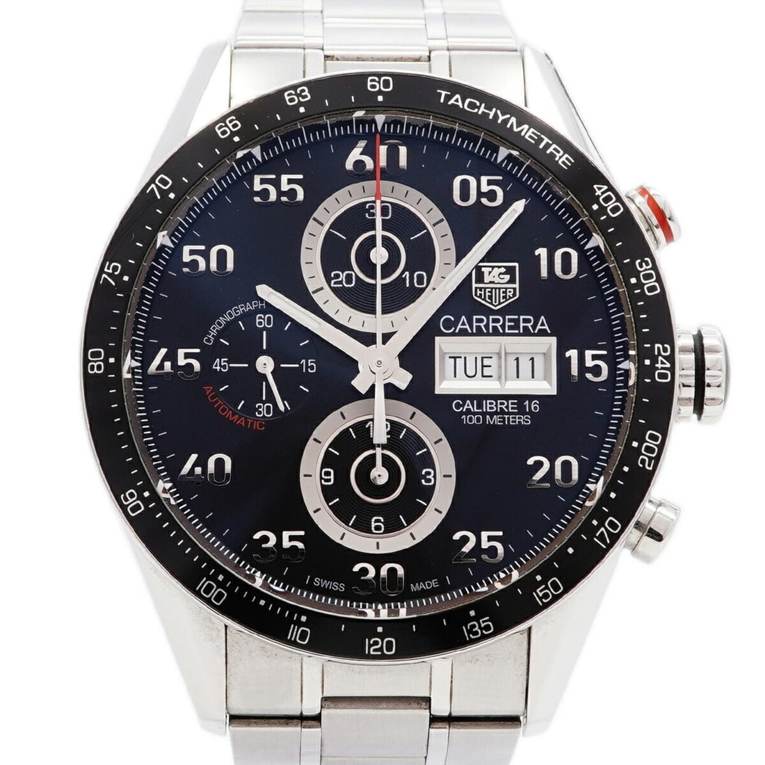 TAG Heuer Carrera Calibre 16 CV2A10 Black Dial Men's Watch: --- Catalog ---Category: SizeWrist Size: 15.5cm / 6.1''Case Diameter: 43.7mm / 1.72''Category: DesignType: WristwatchGender: MenColor (Dial): BlackMaterial (Band): Stainless steelCategory: