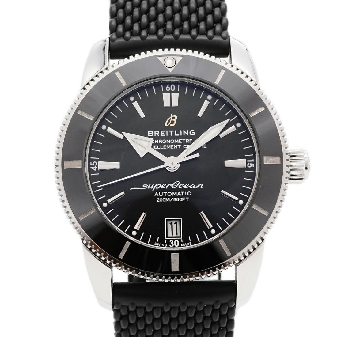 Breitling Superocean Heritage II B20 AB2010 Black Dial Men's Watch: --- Catalog ---Category: SizeWrist Size: 18.5cm / 7.28''Case Diameter: 42mm / 1.65''Category: DesignType: WristwatchGender: MenColor (Dial): BlackMaterial (Band): RubberCategory: GeneralMPN: