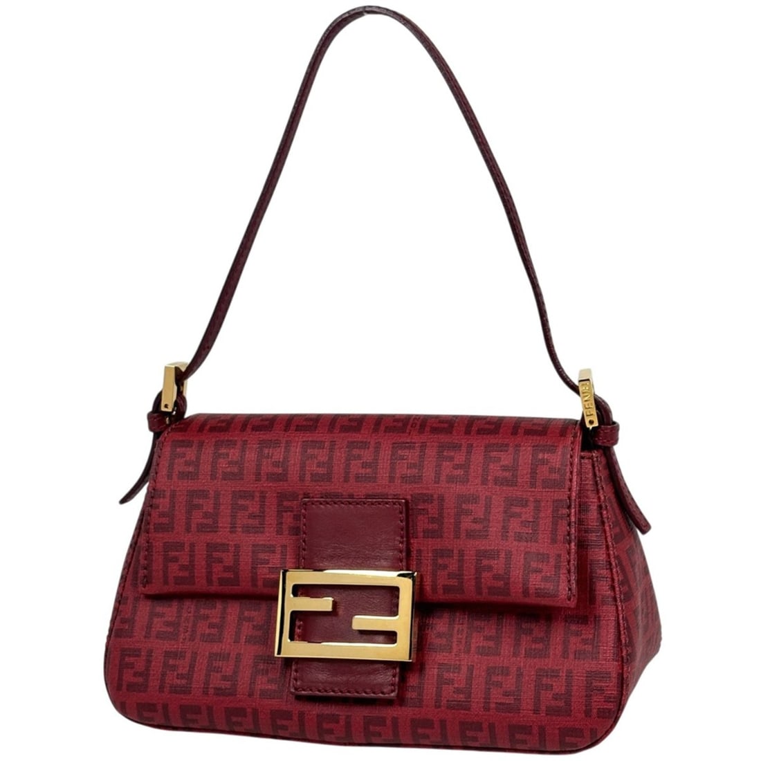 Fendi FENDI Shoulder Bag, Zucchino Pattern, Mamma Baguette, Coated Canvas, Red, 8BR180, Women's: --- Catalog ---Category: SizeSize (HxWxD): 11.5cm x 22cm x 10cm / 4.52'' x 8.66'' x 3.93''Category: DesignType: Shoulder bagColor: Red colorGender: WomenMaterial: Coated canvas , Leather Category: Gen