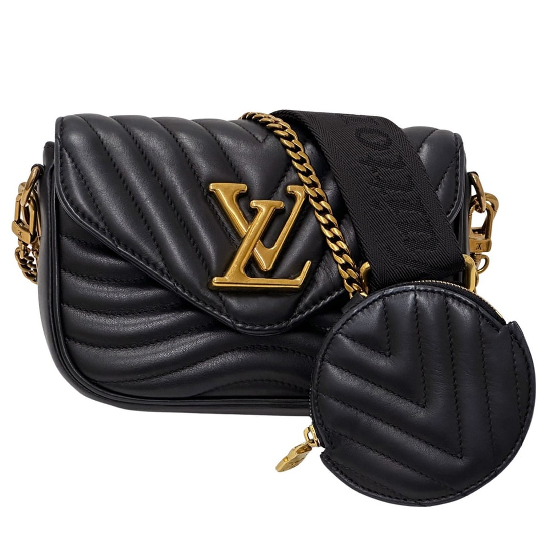 Louis Vuitton LOUIS VUITTON New Wave Women's Handbag, Multipochette Noir Black with Gold Hardware: --- Catalog ---Category: SizeSize (HxWxD): 13cm x 18cm x 5cm / 5.11'' x 7.08'' x 1.96''Category: DesignType: Handbag, Pouch, Shoulder bagColor: Black, NoirGender: WomenCategory: GeneralMPN: M56461Bran