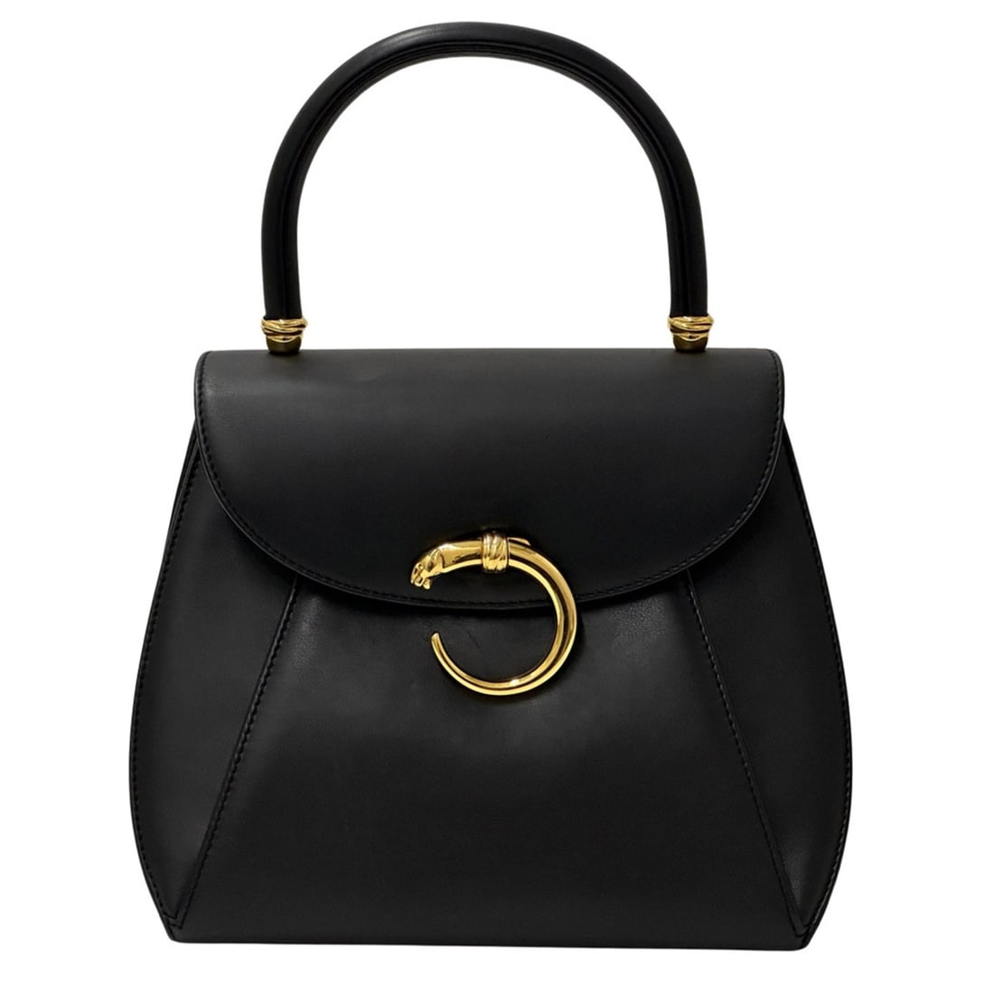 Cartier handbag for women, brand name, leather, Panthère design, black, gold hardware, leopard: --- Catalog ---Category: SizeSize (HxWxD): 20cm x 22cm x 7cm / 7.87'' x 8.66'' x 2.75''Category: DesignType: Handbag, PouchColor: BlackGender: WomenMaterial: Leather Category: GeneralBrand: CartierCou