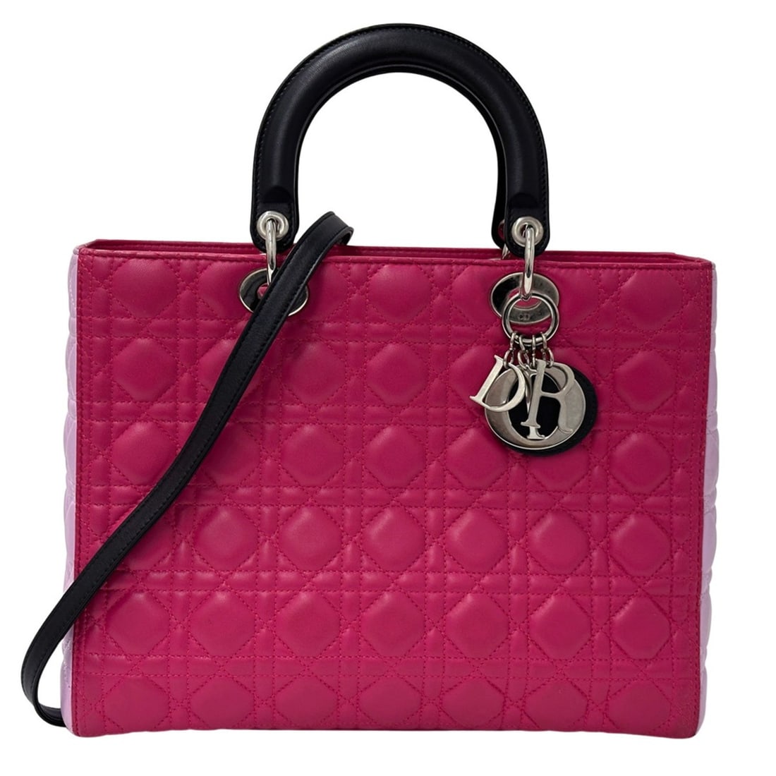 Christian Dior Dior handbag, brand name handbag/shoulder bag, 2-way, women's, Lady Large, leather,: --- Catalog ---Category: SizeSize (HxWxD): 25cm x 32cm x 9cm / 9.84'' x 12.59'' x 3.54''Category: DesignType: Handbag, Shoulder bagColor: PinkGender: WomenMaterial: Leather Category: GeneralBrand: Chr