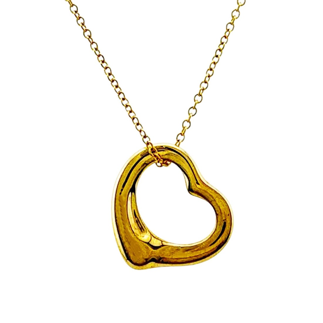 Tiffany & Co. Open Heart Necklace, 18K Yellow Gold, Women's.: --- Catalog ---Category: SizePendant Size: 16mm x 15mm / 0.62'' x 0.59''Neck Circumference: 41 cm / 16.14''Category: DesignColor: Yellow goldGender: WomenMaterial: Yellow goldNecklace Type: NecklaceCa