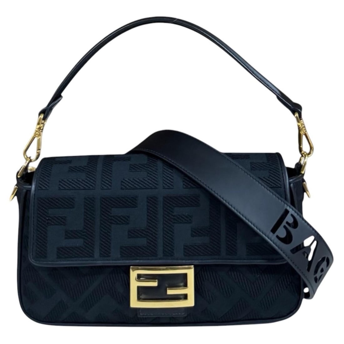 Fendi Baguette Shoulder Bag, Canvas 8BR600 Black, Women's, FENDI 2-Way: --- Catalog ---Category: SizeSize (HxWxD): 16cm x 27.5cm x 6cm / 6.29'' x 10.82'' x 2.36''Category: DesignType: Shoulder bagColor: BlackGender: WomenMaterial: Canvas , Leather Category: GeneralMPN: 8B