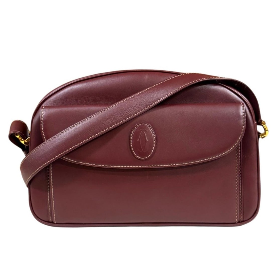Cartier Must Line Shoulder Bag, Leather, Red, Women's, CARTIER: --- Catalog ---Category: SizeSize (HxWxD): 18cm x 26.5cm x 5.5cm / 7.08'' x 10.43'' x 2.16''Category: DesignType: Shoulder bagColor: Bordeaux, Red colorGender: WomenMaterial: Leather Category: General