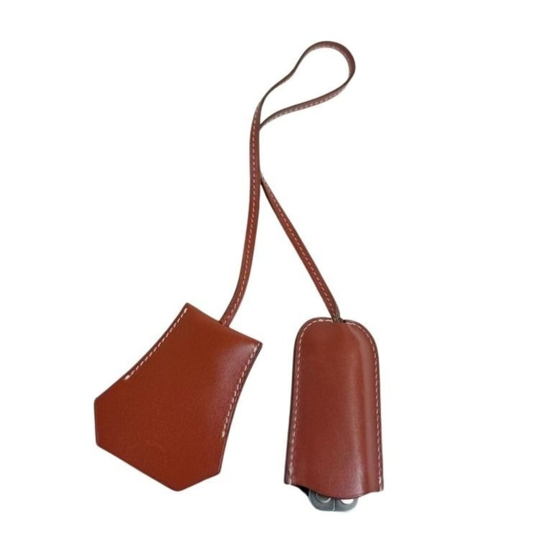 HERMES Bag Charm Keyfetout Brown Stainless Steel x Box Calf Leather Men's and Women's Clochette: --- Catalog ---Category: SizeChain Length: 495.00mm / 19.49''Category: DesignType: Handbag charmColor: BrownStyle: FashionGender: Men,WomenMaterial: Box calf leatherCategory: GeneralBrand: