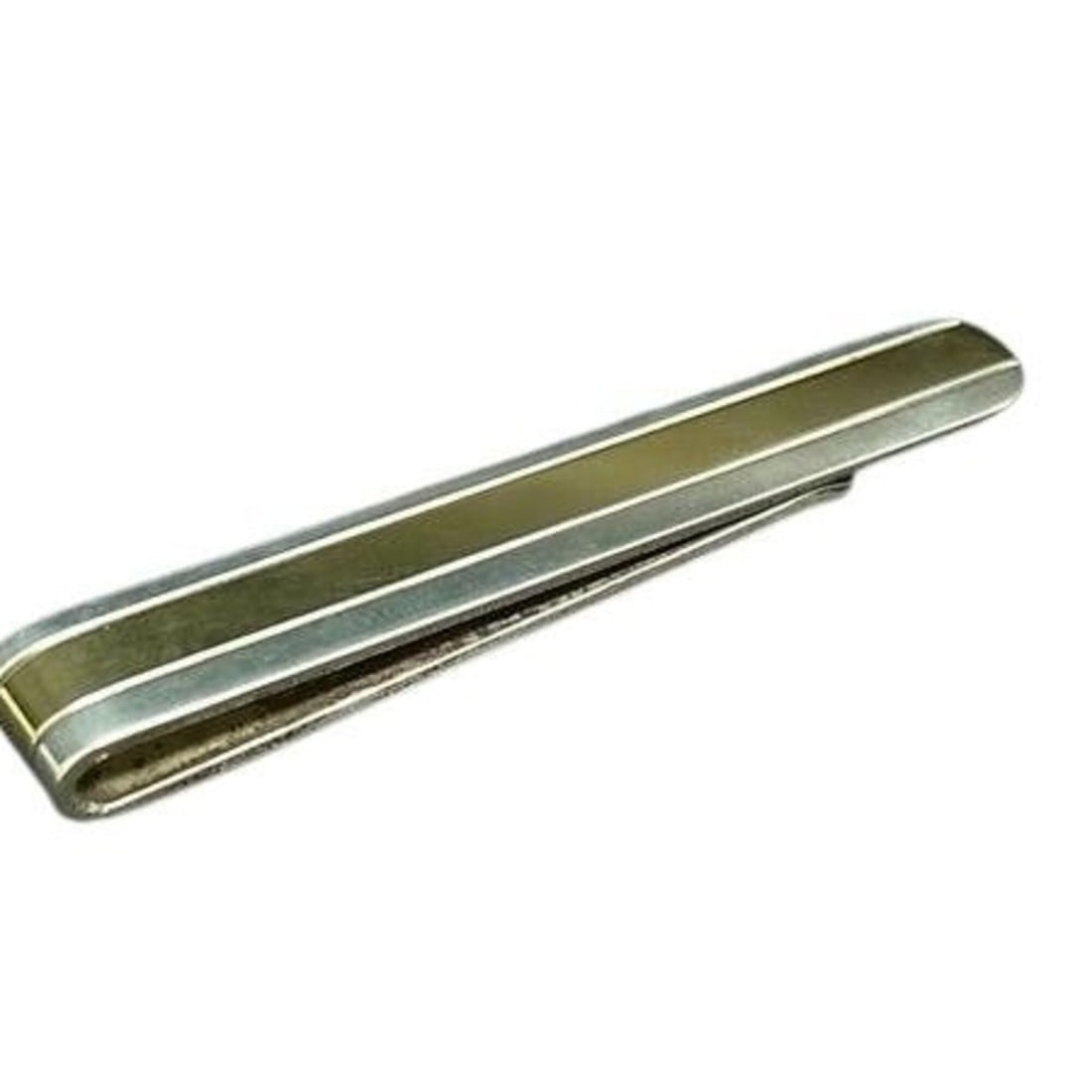 TIFFANY & Co. Tie Clip, Stripe Combination Bar, Silver and Gold (SV925 18K), Men's: --- Catalog ---Category: SizeSize (HxWxD): 53.00mm x 8.00mm / 2.09'' x 0.31''Category: DesignType: Tie pinColor: Gold, SilverGender: MenMaterial: Gold (18K), Silver 925Category: GeneralBrand: Tiffany-