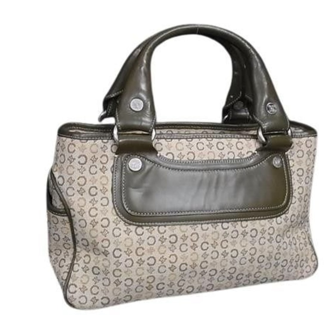 CELINE C Macadam Boogie Bag Handbag, Beige, Khaki, Multicolor Canvas Leather, Women's: --- Catalog ---Category: SizeSize (HxWxD): 19cm x 28.5cm x 14cm / 7.48'' x 11.22'' x 5.51''Category: DesignType: HandbagColor: Beige, Khaki, Multi-colorGender: WomenMaterial: Canvas , Leather Category