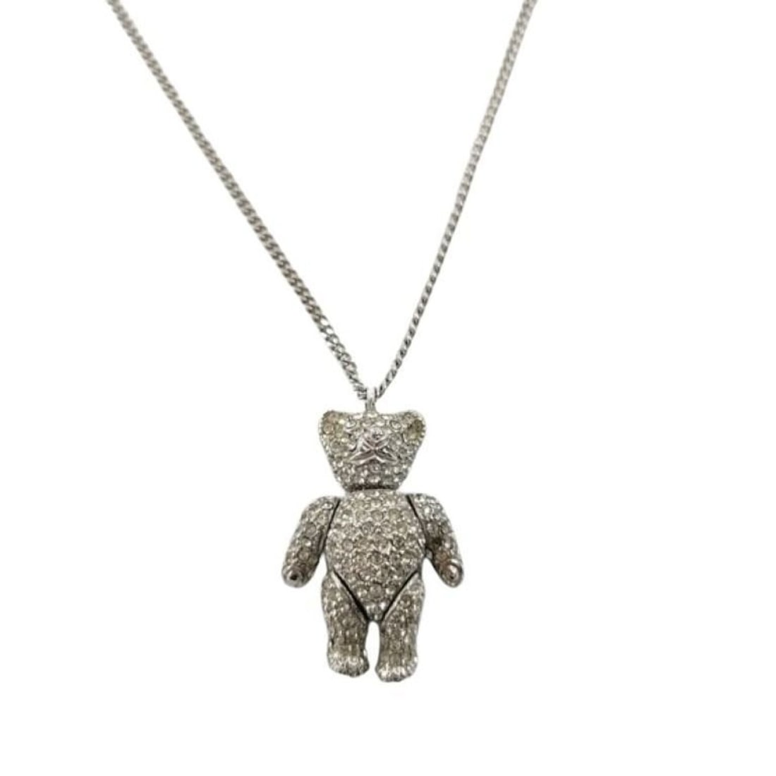 Christian Dior Necklace, Bear Motif, Silver Metal, Rhinestones, Women's: --- Catalog ---Category: SizePendant Size: 27mm x 17mm / 1.06'' x 0.66''Neck Circumference: 43 cm / 16.92''Category: DesignColor: SilverGender: WomenMaterial: Metal, RhinestonePendant Type: PendantNec