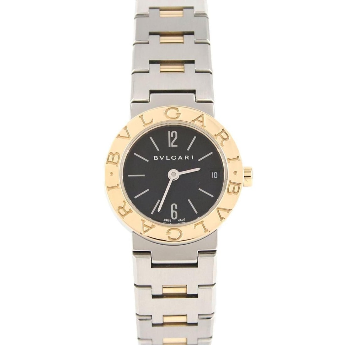 Bvlgari Combination BB23SG BB23SGD SSxYG Quartz Watch: --- Catalog ---Category: SizeWrist Size: 15.5cm / 6.1''Case Diameter: 23mm / 0.91''Category: DesignType: WristwatchGender: WomenColor (Dial): BlackMaterial (Band): Stainless steel, Yellow goldMaterial