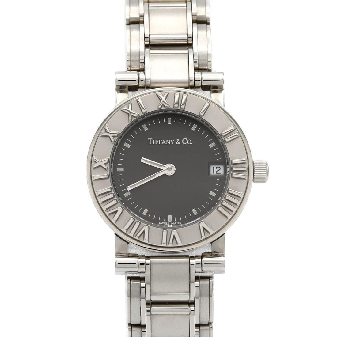 Tiffany & Co. Atlas 13579865 Stainless Steel Quartz Watch: --- Catalog ---Category: SizeWrist Size: 15cm / 5.9''Case Diameter: 25mm / 0.98''Category: DesignType: WristwatchGender: WomenColor (Dial): GrayMaterial (Band): Stainless steelMaterial (Case): Stainle