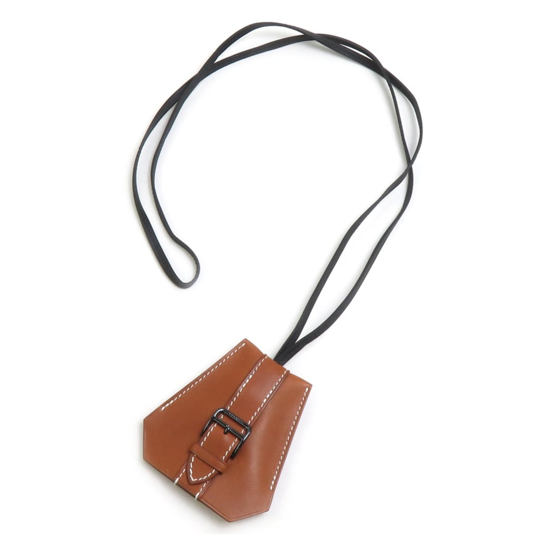 Hermes HERMES Necklace Clochette Leather Metal Brown Black Silver Men's Women's e62169i: --- Catalog ---Category: SizePendant Size: 80mm x 80mm / 3.14'' x 3.14''Neck Circumference: 101 cm / 39.76''Category: DesignColor: Black, Brown, SilverGender: Men,WomenMaterial: Leather,