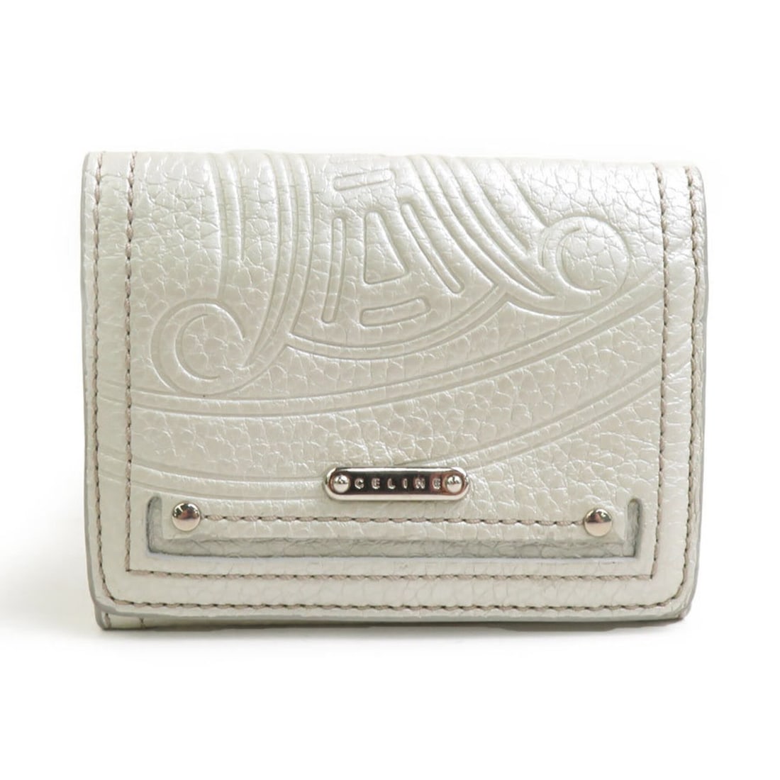 Celine business card holder/card case, leather, silver gold, women's, e62168i: --- Catalog ---Category: DesignType: Card caseColor: Gold, SilverGender: WomenMaterial: Leather Category: GeneralBrand: CelineCountry of Origin: ItalyCategory: Physical PropertiesSize (HxWxD): 8cm x
