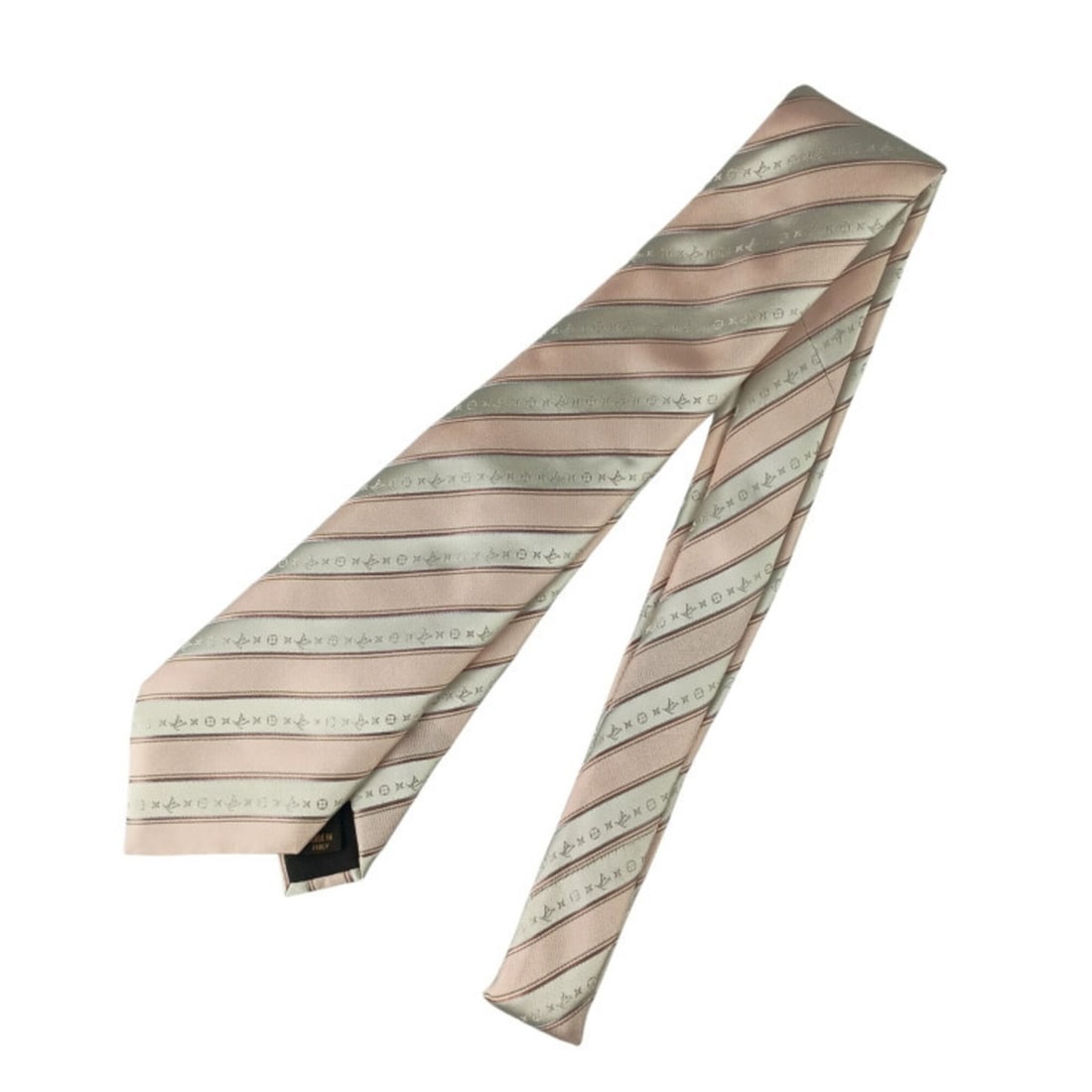 LOUIS VUITTON Cravat Necktie, Pink x Silver, Silk, Men's, Monogram Stripe: --- Catalog ---Category: SizeTotal Length: 150cm / 59.05''Category: DesignType: CravatColor: Monogram, PinkGender: MenMaterial: Silk Category: GeneralBrand: Louis VuittonCountry of Origin: Italy---