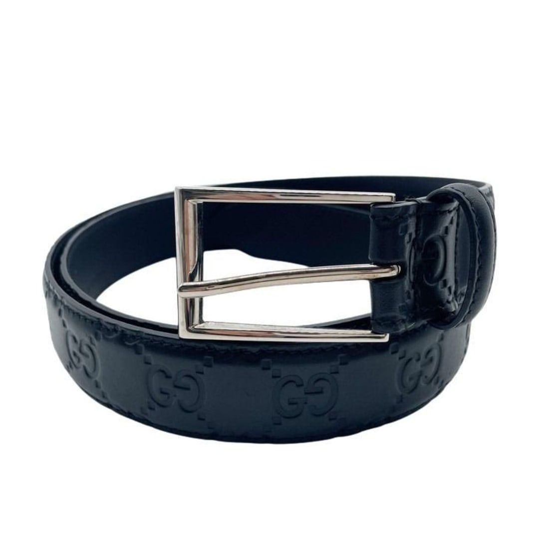 GUCCI Beltssima 474313 Black Leather Men's GG Icon #95: --- Catalog ---Category: SizeWidth: 3cm / 1.18''Length: 111.5cm / 43.89''Category: DesignType: Standard beltColor: BlackGender: Men,WomenMaterial (Strap): Leather Category: GeneralMPN: 474313Brand: Gu