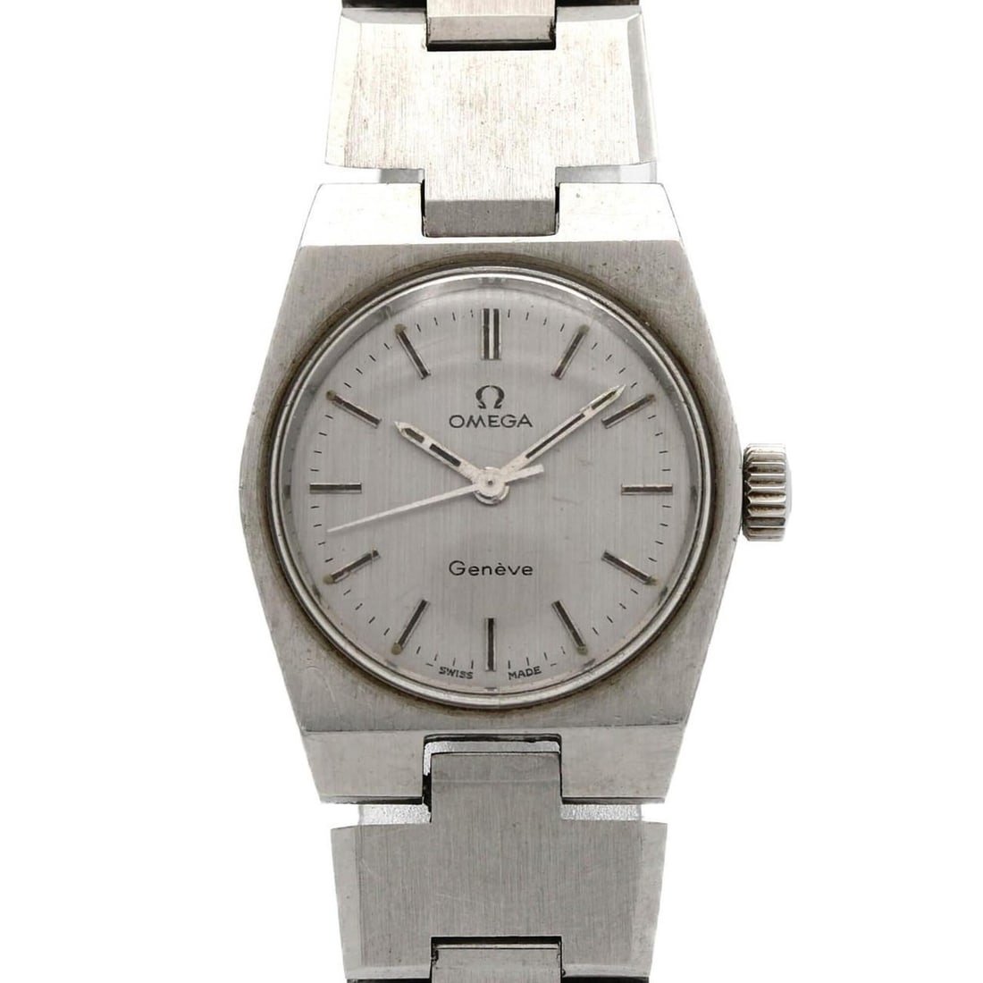 Omega Geneve Stainless Steel Watch, Manual Winding: --- Catalog ---Category: SizeWrist Size: 16.5cm / 6.49''Case Diameter: 23mm / 0.91''Category: DesignType: WristwatchGender: WomenColor (Dial): SilverMaterial (Band): Stainless steelMaterial (Case): St