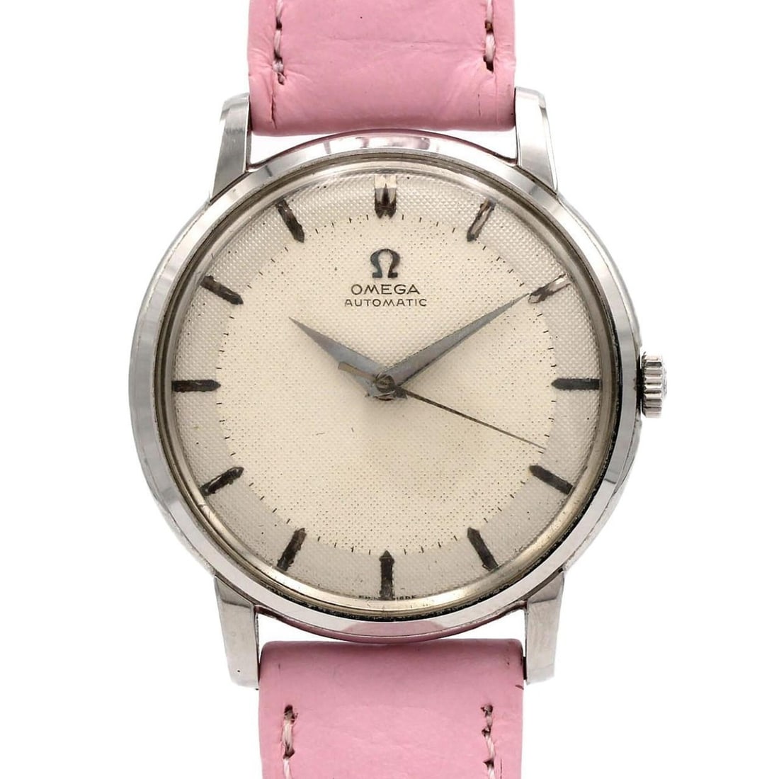 Omega Round Case Stainless Steel Automatic Watch: --- Catalog ---Category: SizeCase Diameter: 35mm / 1.38''Category: DesignType: WristwatchGender: WomenColor (Dial): SilverMaterial (Case): Stainless steelCategory: GeneralBrand: OmegaCategory: Movemen