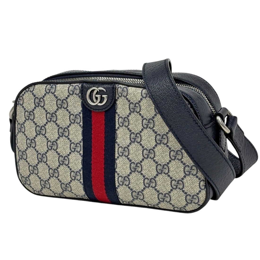 Gucci Ophidia Sherry Line Web Double G GG Supreme Shoulder Bag, Navy, 681064, Women's: --- Catalog ---Category: SizeSize (HxWxD): 14cm x 24cm x 7cm / 5.51'' x 9.44'' x 2.75''Category: DesignType: Shoulder bagColor: NavyGender: WomenMaterial: GG Supreme , Leather Category: GeneralLine: S