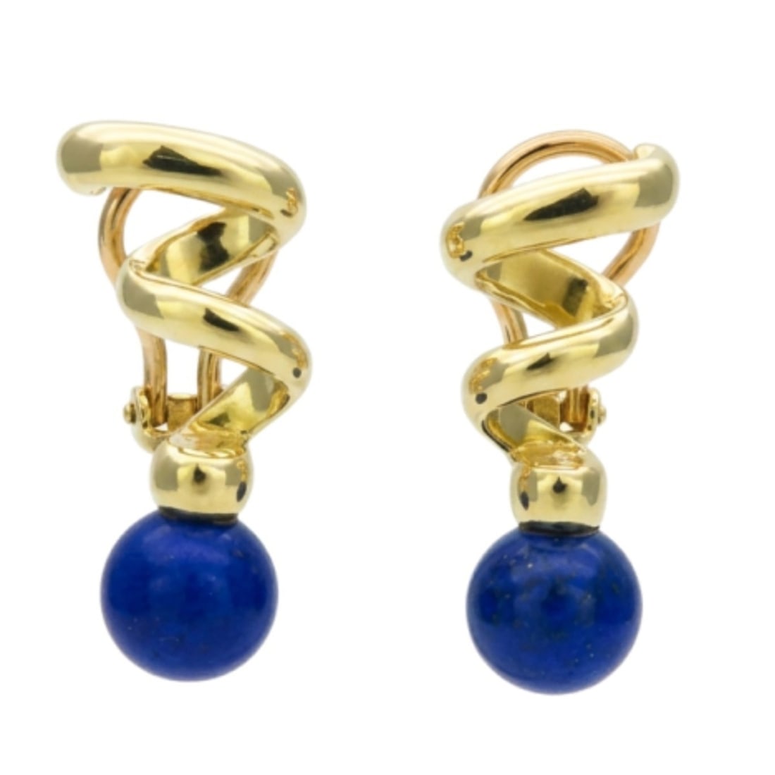 Tiffany & Co. Twist Earrings, K18YG, Lapis Lazuli, Blue, Women's.: --- Catalog ---Category: SizeStone Size (HxW): 25.50mm x 11.50mm / 1.00'' x 0.45''Category: DesignColor: Blue, GoldGender: WomenMaterial: Yellow goldCategory: GeneralBrand: Tiffany--- Item List ---Sec