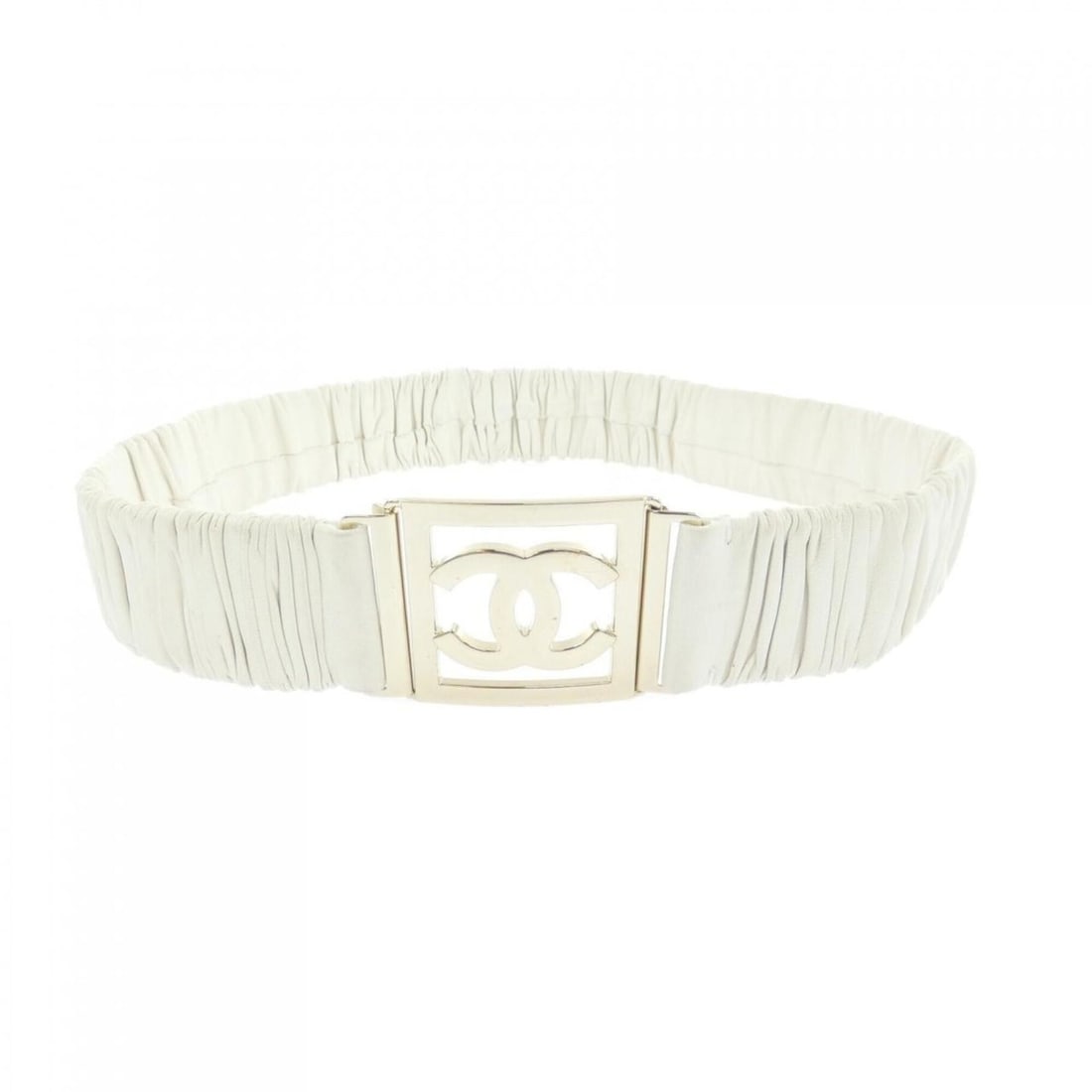 Chanel belt: --- Catalog ---Category: SizeLength: 69cm / 27.16''Category: DesignType: Standard beltColor: WhiteGender: WomenCategory: GeneralBrand: Chanel--- Item List ---Section: ConditionRanking: Rank B Used -