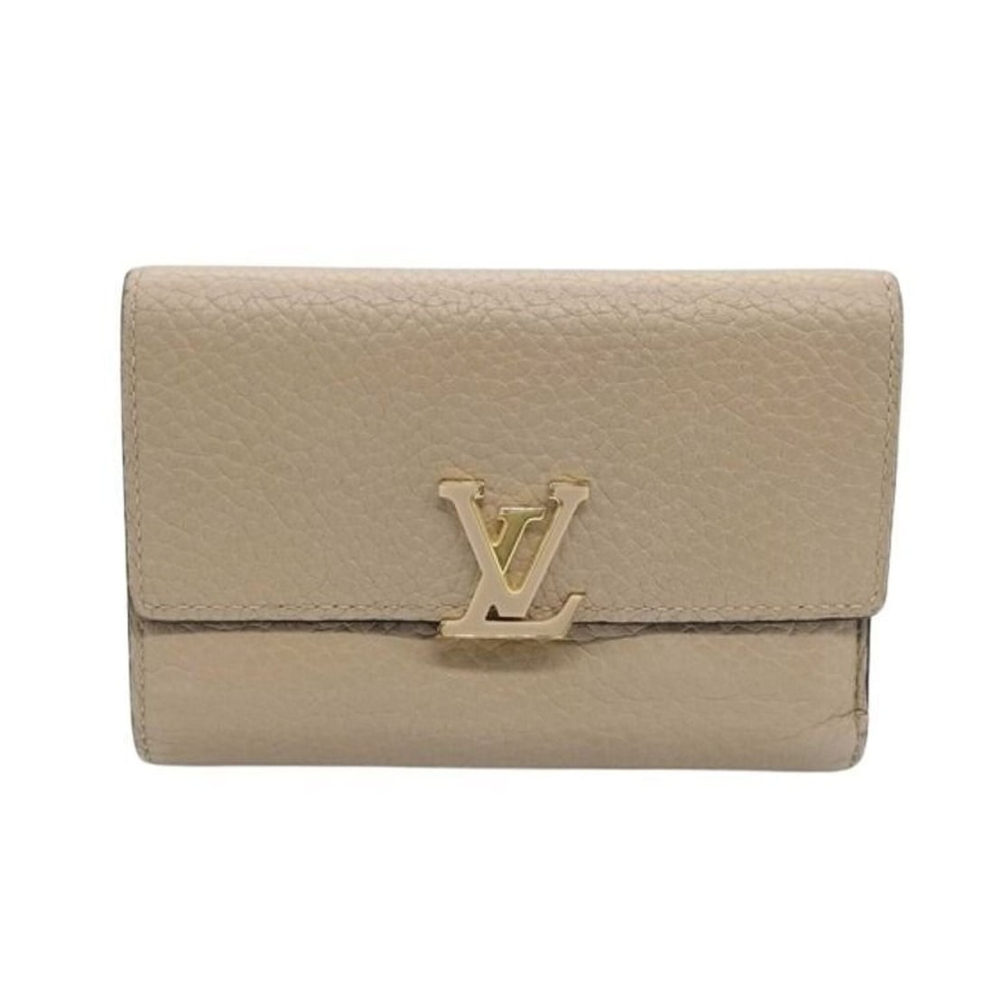 LOUIS VUITTON Tri-fold Wallet Portefeuille Capucines Compact M62159 Galet (Beige) Taurillon Leather: --- Catalog ---Category: SizeSize (HxWxD): 9cm x 13cm x 2cm / 3.54'' x 5.11'' x 0.78''Category: DesignType: Wallet (tri-fold)Color: Beige, GalleGender: WomenCategory: GeneralMPN: M62159Brand: Louis