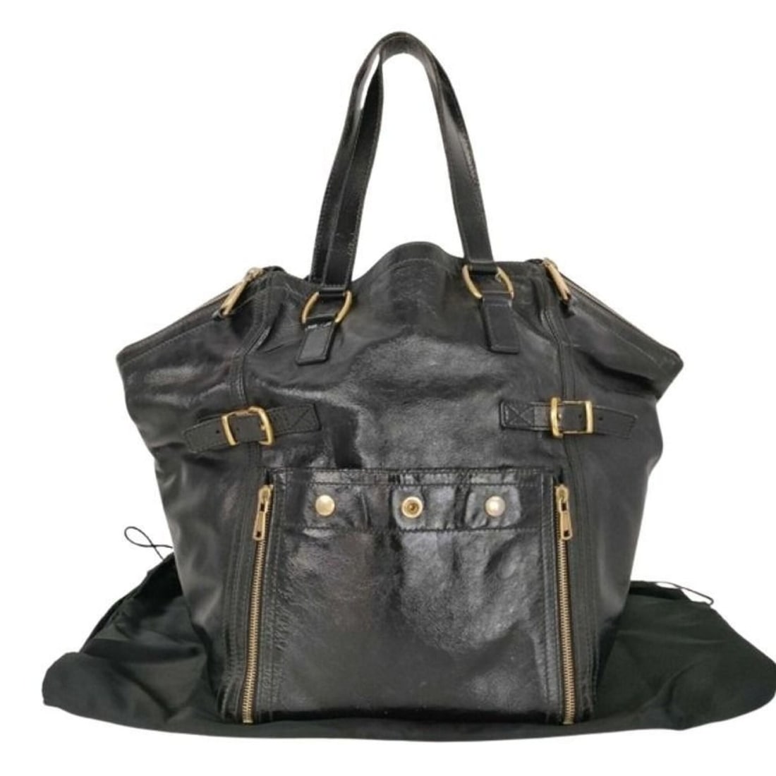 Yves Saint Laurent Rive Gauche Downtown Tote Bag 175884 Black Patent Leather Women's: --- Catalog ---Category: SizeSize (HxWxD): 34cm x 25cm x 25cm / 13.38'' x 9.84'' x 9.84''Category: DesignType: Tote bagColor: BlackGender: WomenMaterial: Patent leather Category: GeneralMPN: