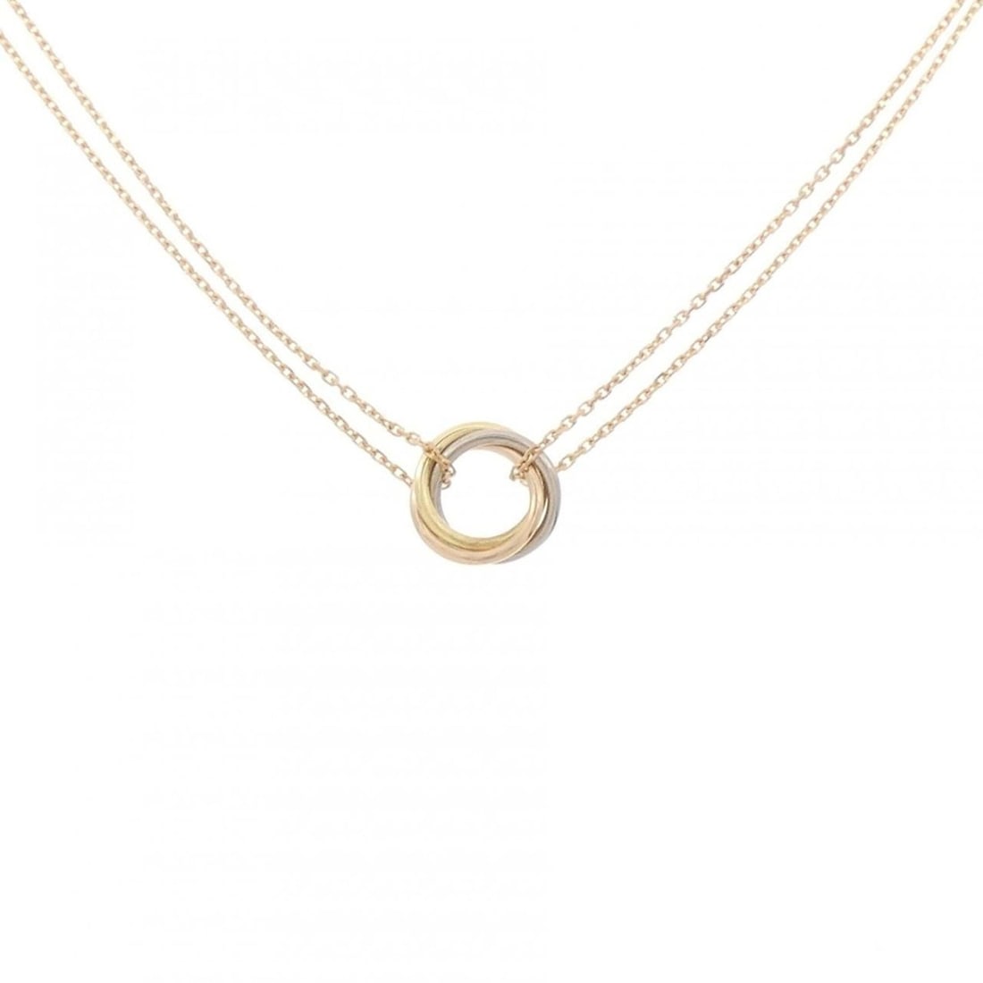 Cartier Trinity Necklace: --- Catalog ---Category: SizePendant Size: 10.5mm x 10.5mm / 0.41'' x 0.41''Neck Circumference: 36 cm - 40 cm / 14.17'' - 15.74''Category: DesignGender: WomenMaterial: Pink gold (18K), White gold