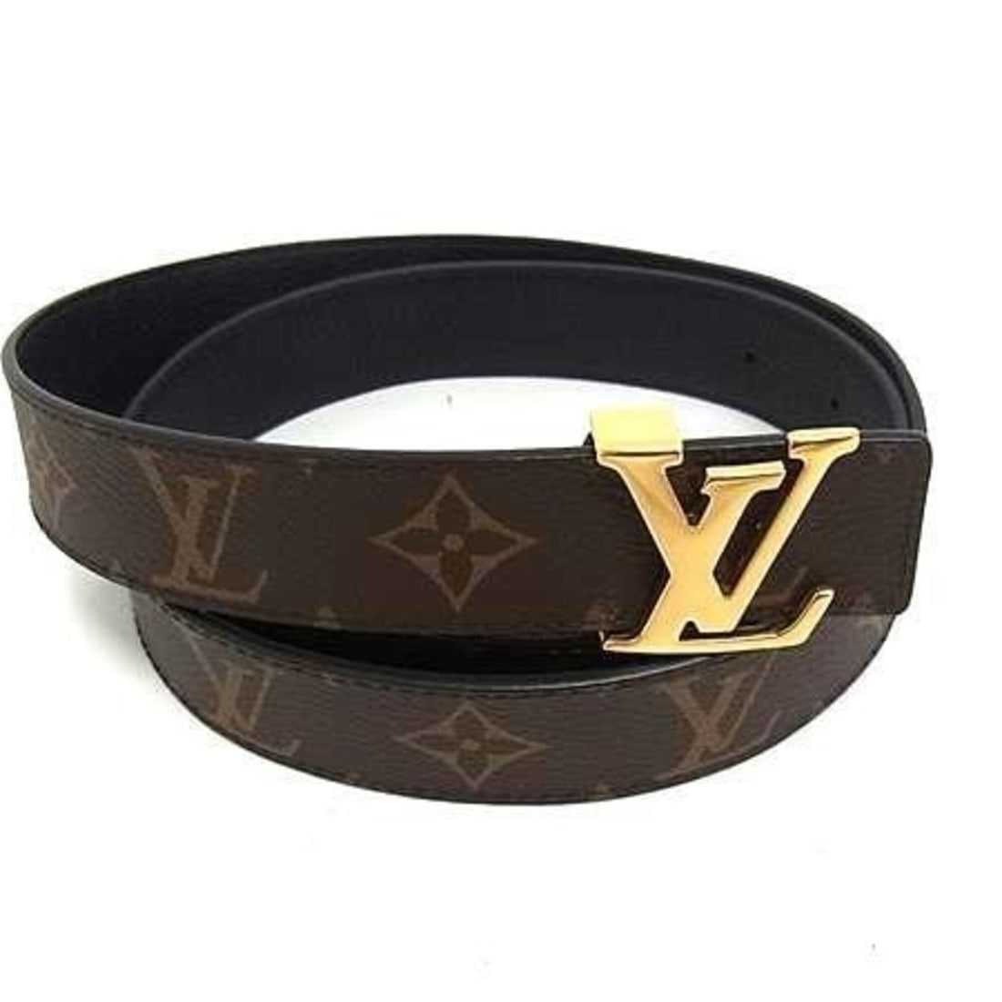 LOUIS VUITTON Belt, Ceinture LV Initials, 30mm, M0565V, Brown/Black PVC Leather, Women's, Reversible: --- Catalog ---Category: SizeWidth: 3cm / 1.18''Length: 81cm - 91cm / 31.88'' - 35.82''Category: DesignType: Standard beltColor: Black, BrownGender: WomenMaterial (Strap): PVC , Leather Category: