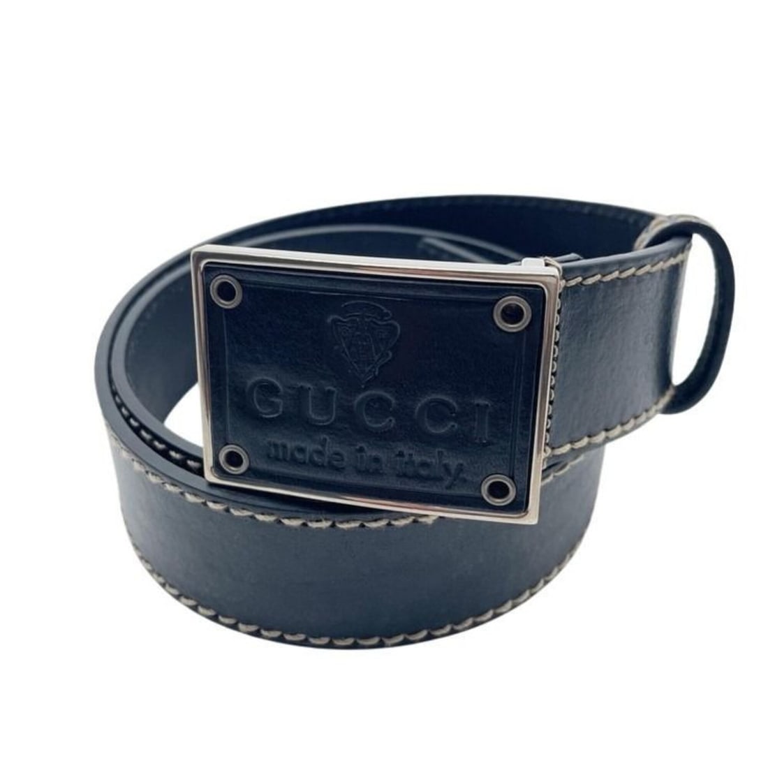 GUCCI Belt Crest Plate 189809 Black Leather Men's #85: --- Catalog ---Category: SizeWidth: 4cm / 1.57''Length: 83cm - 88cm / 32.67'' - 34.64''Category: DesignType: Standard beltColor: BlackGender: MenMaterial (Strap): Leather Category: GeneralBrand: