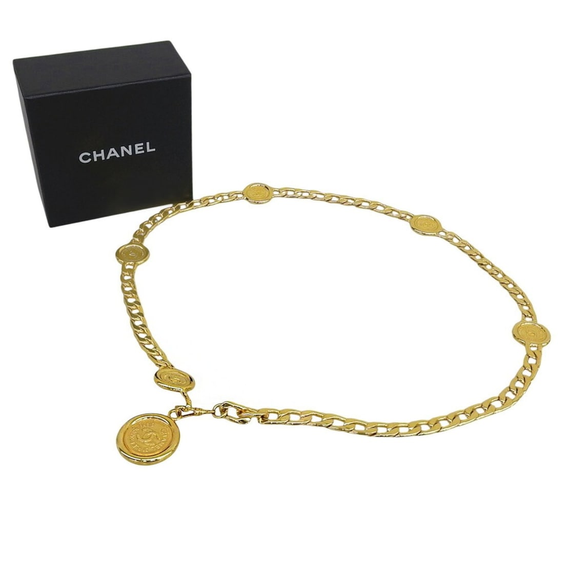 Chanel Coco Mark Coin Motif Chain Belt 95A Women's Gold (1 of 13)