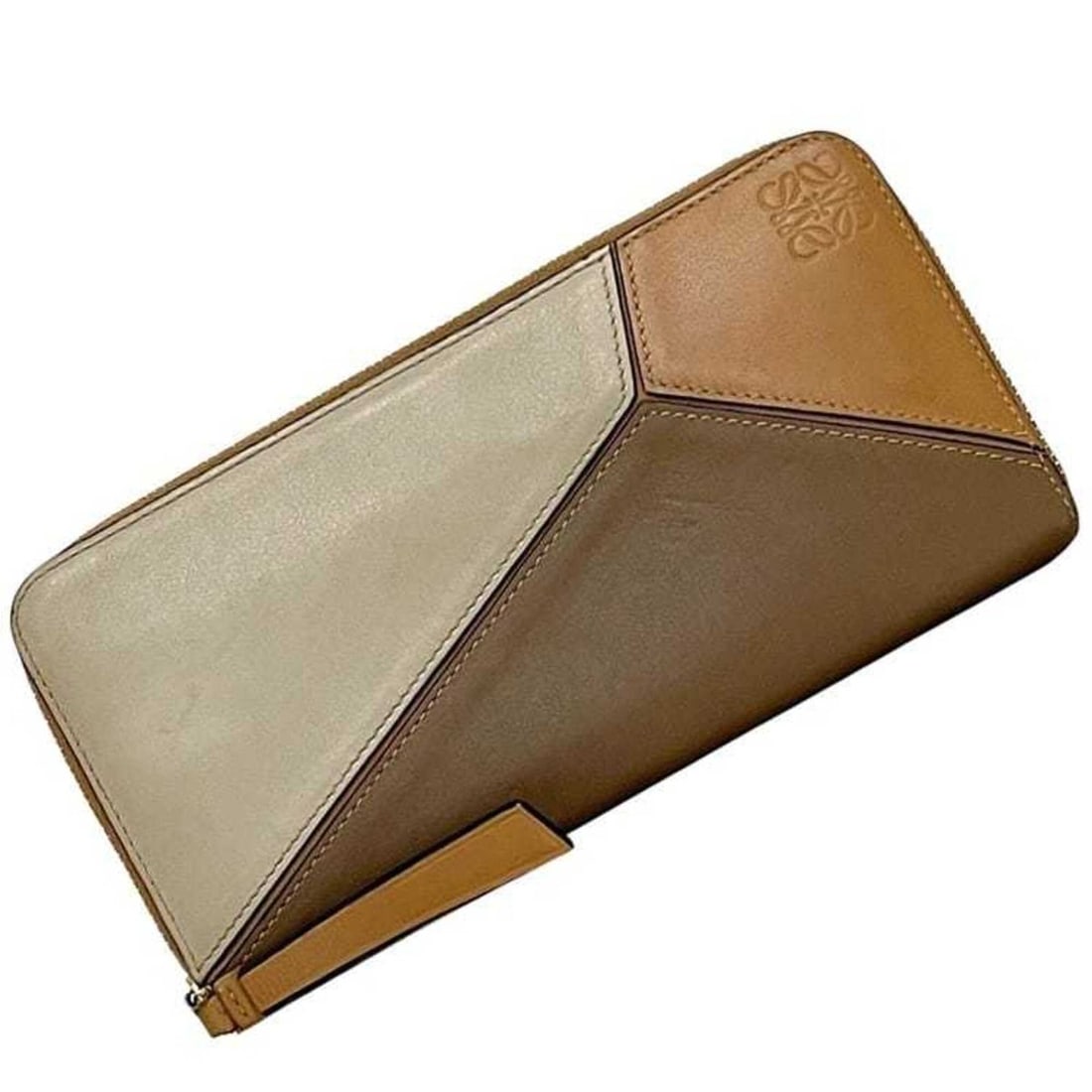 Loewe Round Long Wallet Puzzle C510T12X10 262022 LOEWE Leather Brown Women's