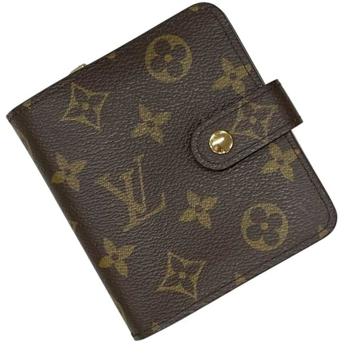 Louis Vuitton Bi-fold Wallet Compact Zip Monogram M61667 MI0092 LOUIS VUITTON Canvas Brown Women's (1 of 18)