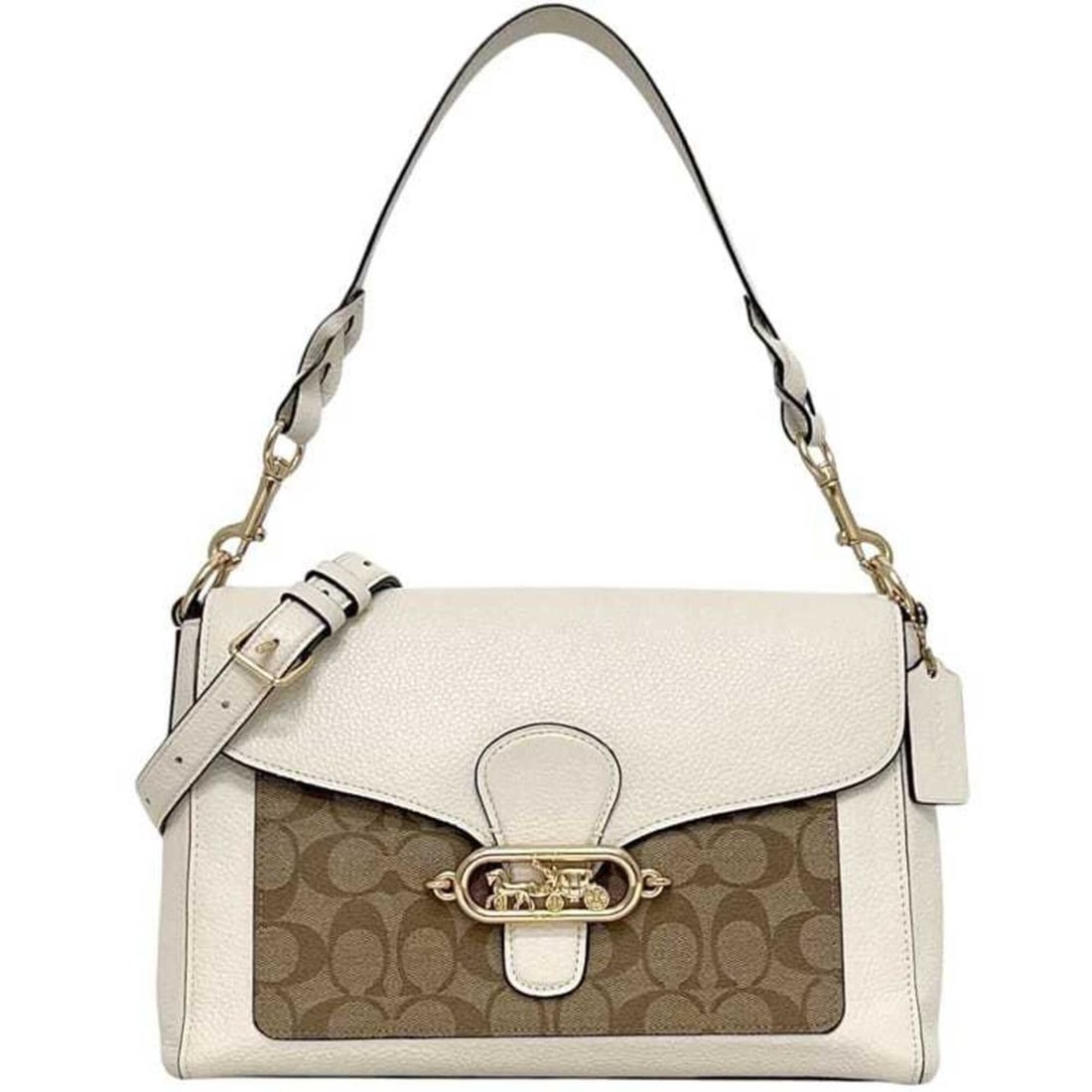 Coach 2-way Shoulder Bag, Signature F81992, Leather, White, Women's: --- Catalog ---Category: SizeSize (HxWxD): 20cm x 30cm x 8cm / 7.87'' x 11.81'' x 3.14''Category: DesignType: Shoulder bagColor: WhiteGender: WomenMaterial: Leather Category: GeneralMPN: F81992Brand: 