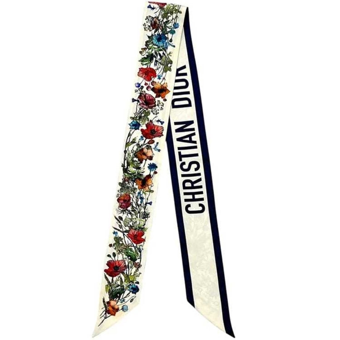 Christian Dior Scarf, Muffler, Ribbon Mitzah Millefiori, 7007088 15MIF 106I611, 100% Silk, White