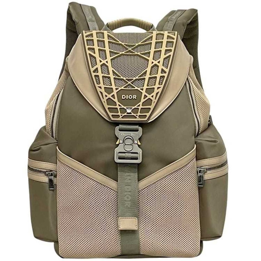 Christian Dior Cobra Backpack, Daypack, Bag, Fall Collection, Limited Edition, 1ESBA172NYG_H717,: --- Catalog ---Category: SizeSize (HxWxD): 48cm x 38cm x 17cm / 18.89'' x 14.96'' x 6.69''Category: DesignType: BackpackColor: Beige, KhakiGender: MenMaterial: Nylon , Rubber , Leather Category: Gener