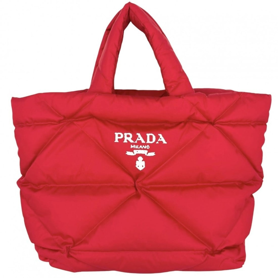 Prada Women's Padded Re Nylon Tote Bag PRADA 2VG082 Red Silver Hardware: --- Catalog ---Category: SizeSize (HxWxD): 34cm x 38cm x 17cm / 13.38'' x 14.96'' x 6.69''Category: DesignType: Handbag, Tote bagColor: Red colorGender: WomenMaterial: Nylon Hardware Color: SilverCate